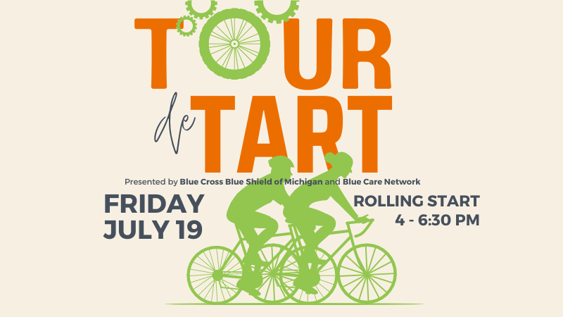 Event graphic for Tour de TART event happening in Traverse City, Michigan