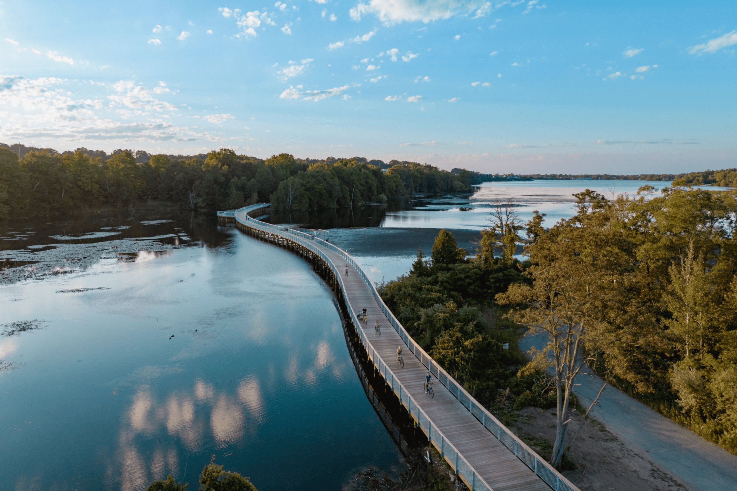 Drone view of the Boardman River trail